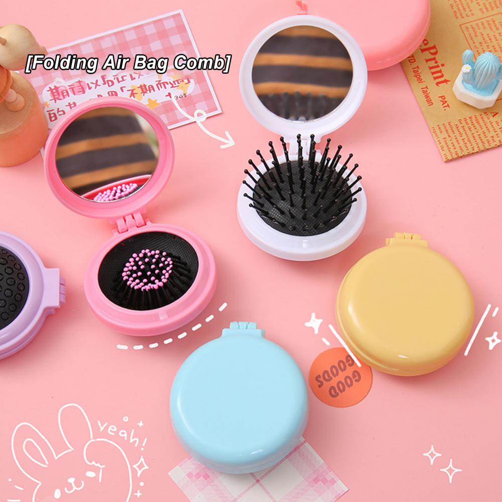 Mirror Comb for Hair Types Portable Folding Travel Comb Mirror Hair Brush Set for On-the-go Styling Compact Mini Pocket for Hair