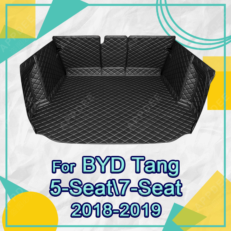 Auto Full Coverage Trunk Mat For BYD 5 /7-Seat Tang 2018 2019 Car Boot Cover Pad Cargo Liner Interior Protector Accessories af191