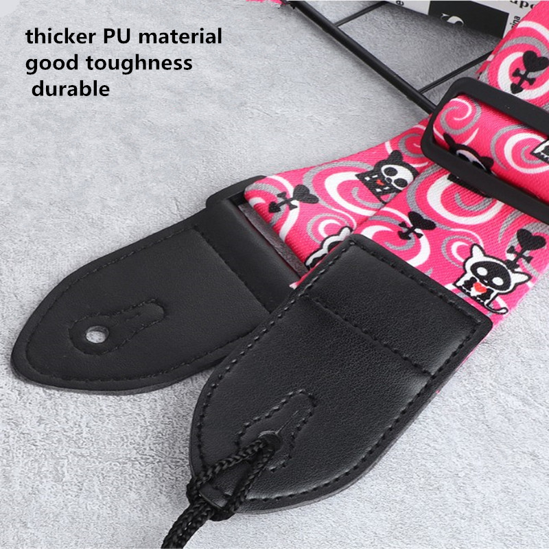 Creative Adjustable Widened Acoustic Guitar Strap Leather Head Shoulder Strap for Guitar Bass Ukulele Solid Parts Accessories