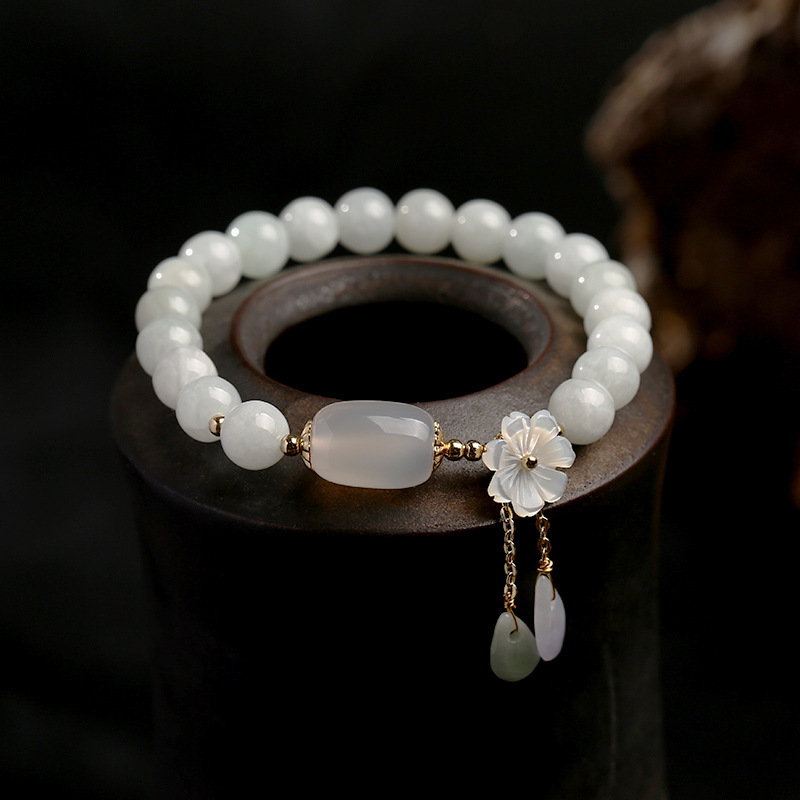 Flower Shape Shell Natural Jade Beads Waterdrop 14K Gold Filled Strand Bracelet for Women Free Shipping Accessories Gift YBR410