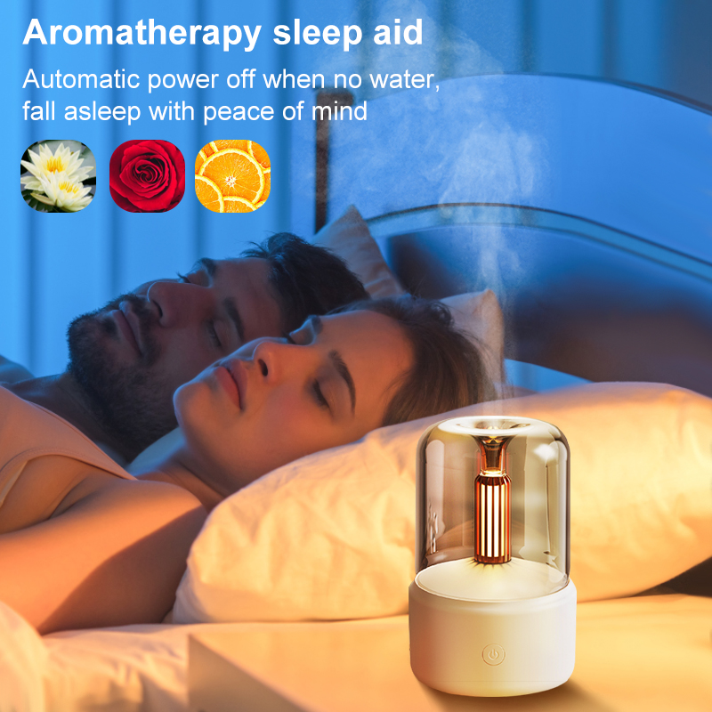 120ML Portable Candlelight Aroma Diffuser USB Electric Home Air Humidifier Cool Mist Maker Fogger Essential Oils LED Night Light