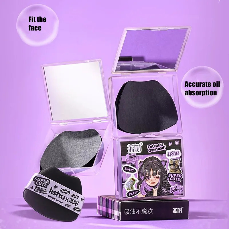 Lishu 100 Sheets Oil Clear Blotting Paper With Powder Puff Oil Control And Makeup Setting Oil Absorbing Wipes Cosmetic Tool 240705