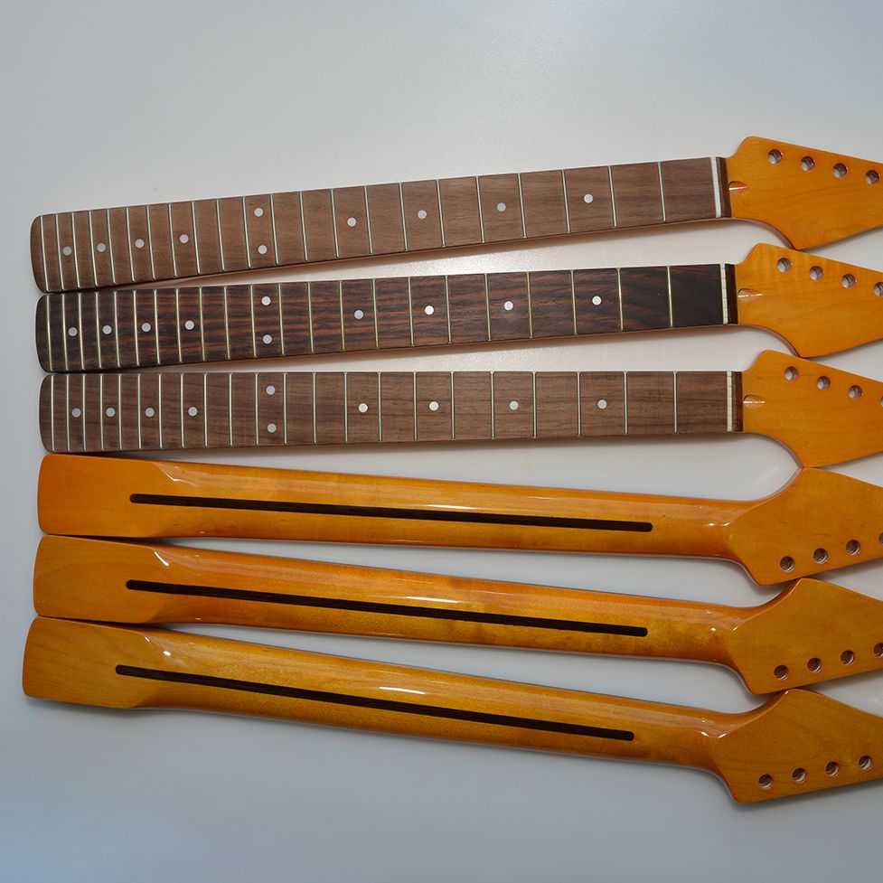22 Frets ST Guitar Neck Canadian Maple Rosewood Fingerboard Yellow High Gloss For Electric Guitar Replacement