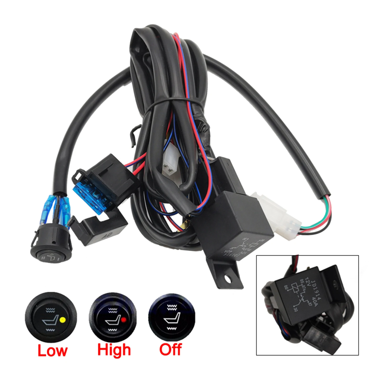 New Built-in Car Seat Heater Kit Fit 2 Seats 12V 27W Heating Pads Round HI/LO-Levels Dual Control Switch System For Auto Seats b1f4d