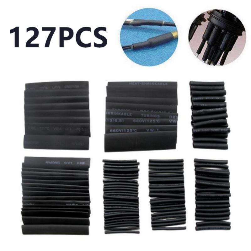 127pcs Heat Shrink Tube Wires Shrinking Wrap Tubing Cable Connect Protector Waterproof Shrinkage 2:1 Electrical Wire Wrap Sleeve