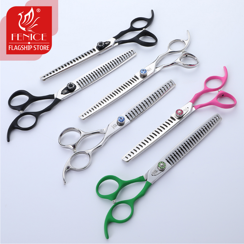 Fenice Pet Scissors 7/7.5/8 inch Dog Grooming Chunker Shark Scissors Trimming Thinning Shears Thinning Rate about 75%