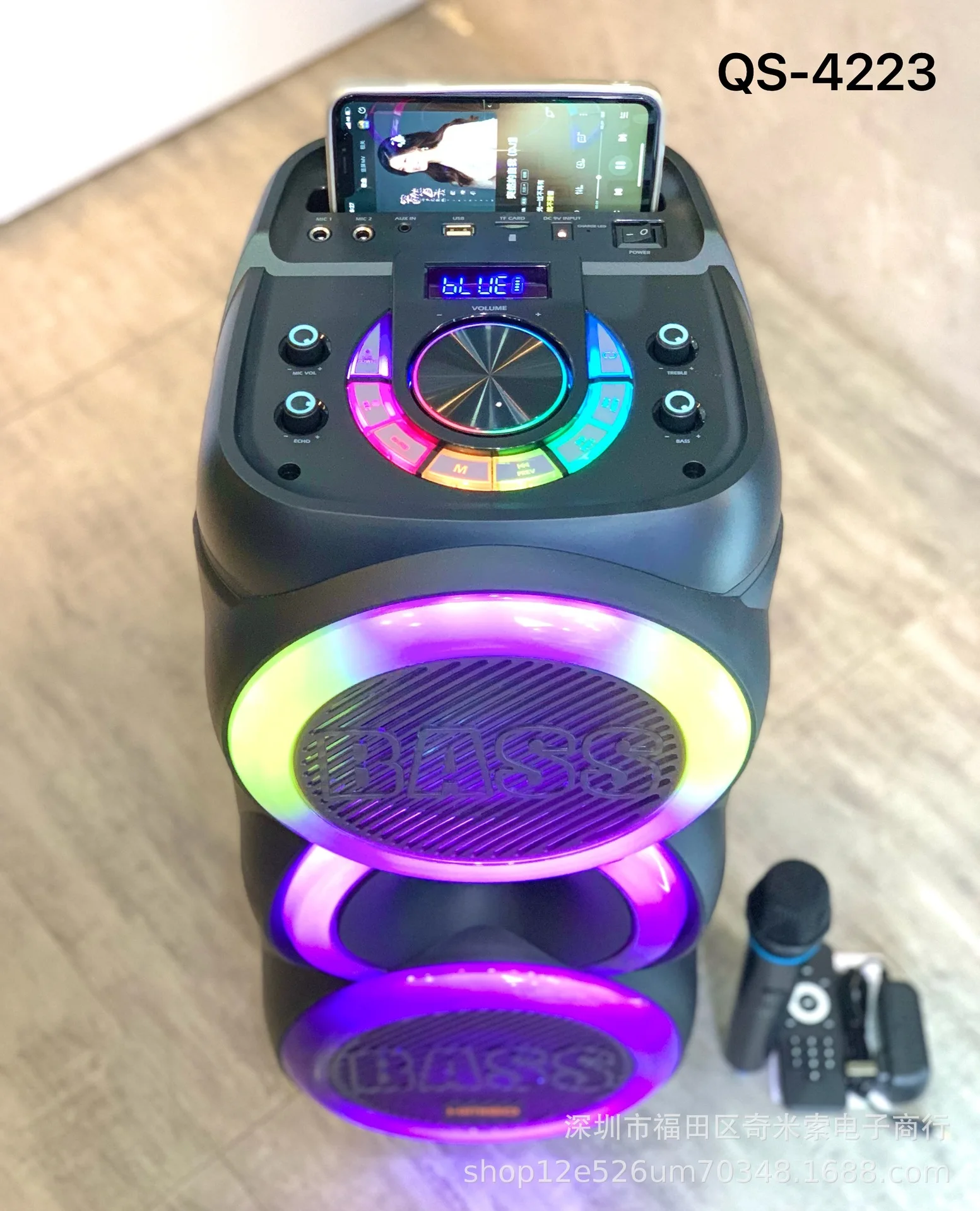 3000W peak power Bluetooth speaker dual 8-inch LED color lighting karaoke speaker wireless subwoofer caixa de som bluetooth