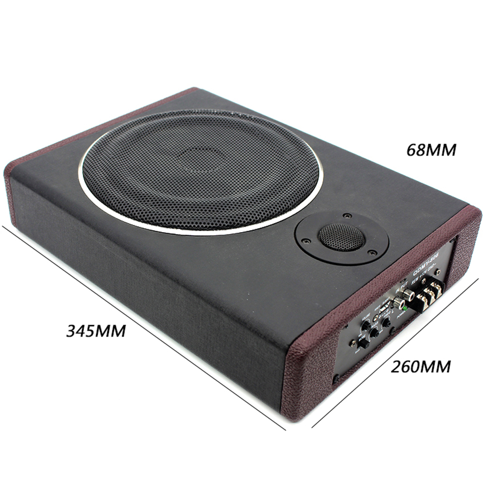 8 Inch Ultra Thin Car Subwoofer Active Under Seat Car Active Subwoofer Bass + Slim Metal Cover 12V 600W