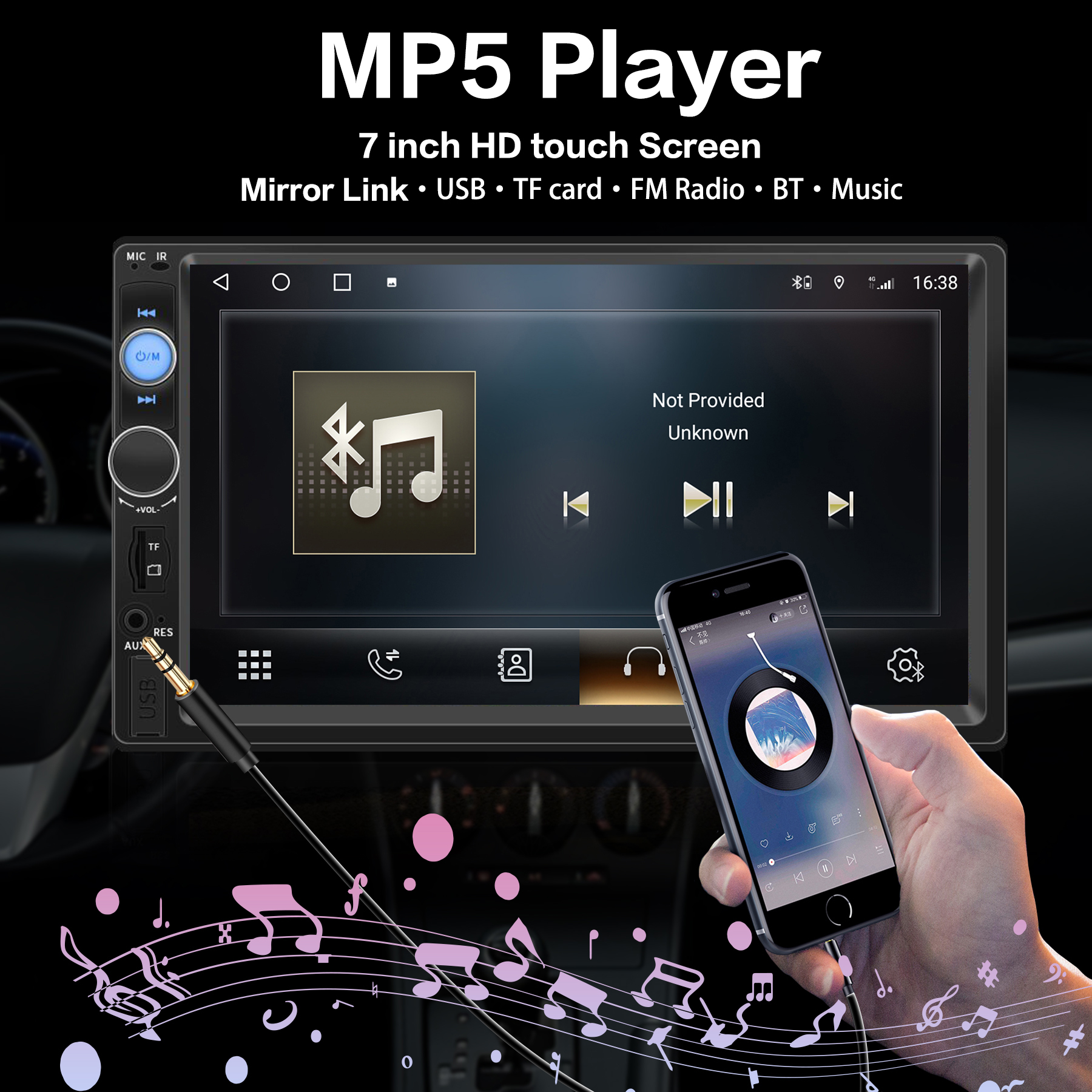 Inch Universal Car 7 Multimedia Player Radio Stereo 2Din Mp5 Mp3 Player ddmysmile Mirror Link SWC BT USB SD FM Plug And Play All In One Smile