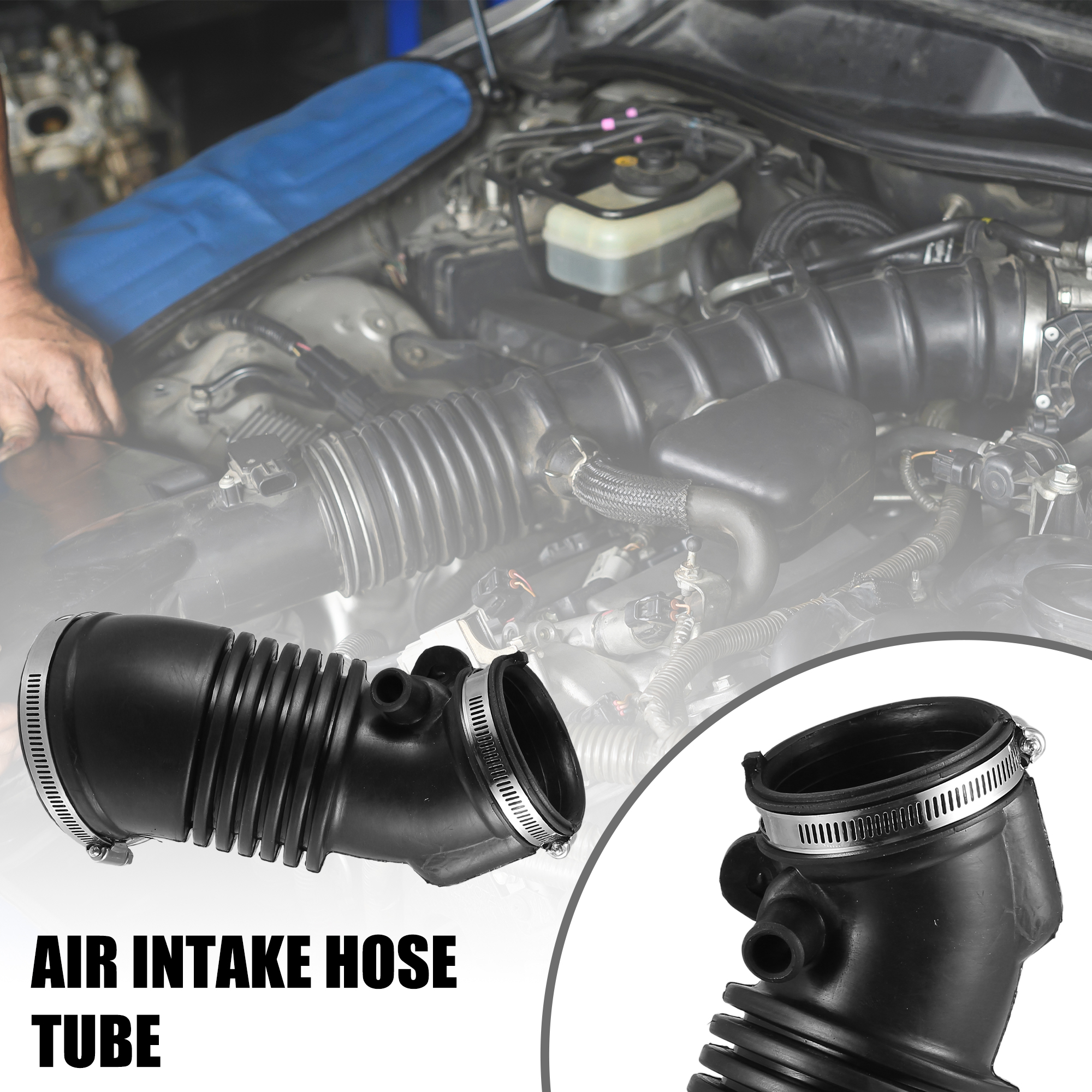 UXCELL Air Cleaner Intake Hose Tube with Clamps for Honda Odyssey 3.5L 2005-2006 Black 17228RGLA00 5ff8d