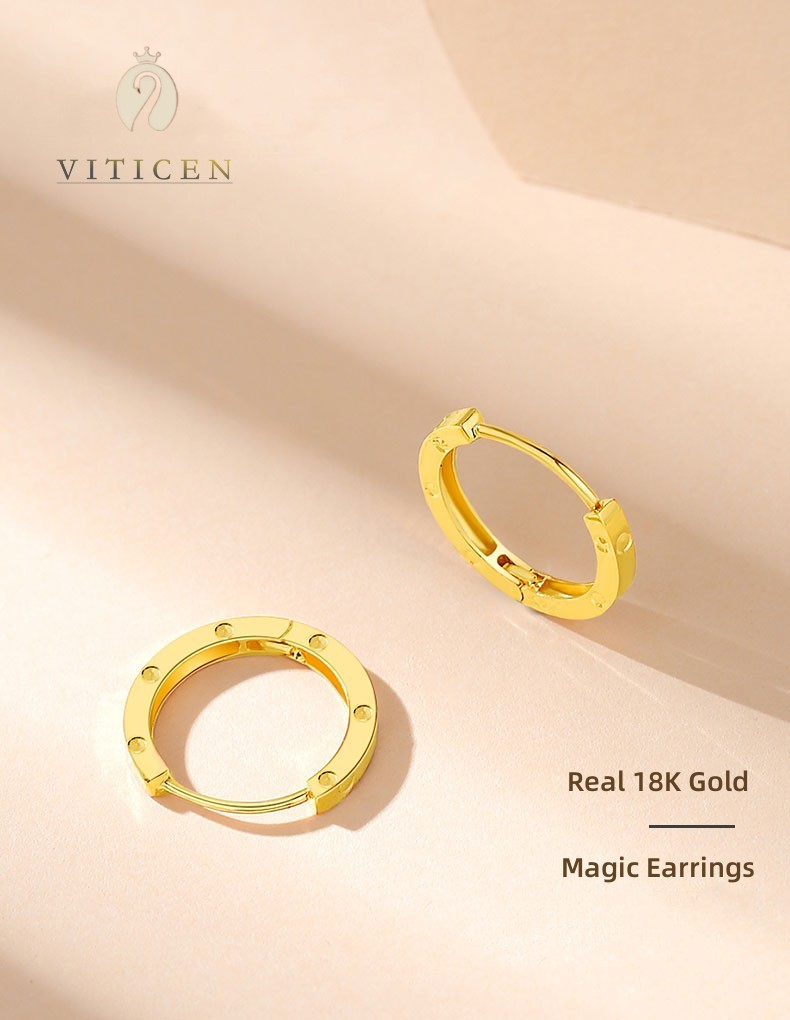 VITICEN New Arrival Real 18K Rose Gold Yellow Gold Earrings AU750 Party Daily Casual Women Jewelry Gift Fine Delicate Present