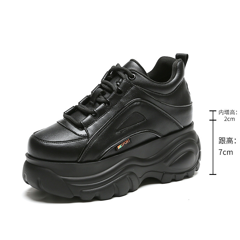Autumn and winter new sports casual sponge cake shoes, low cut with a height increase of 7cm, thick soled women's shoes