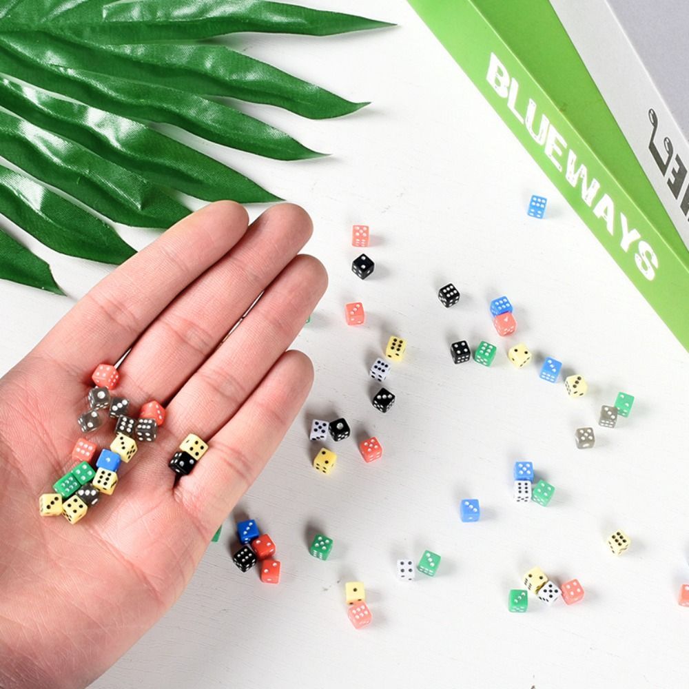 Dices 5Mm 5Colors 50Pcs/Lot Plastic White ddmysmile Gaming Dice Standard Six Sided Decider Birthday Parties Board Game Drop Shipping Smile