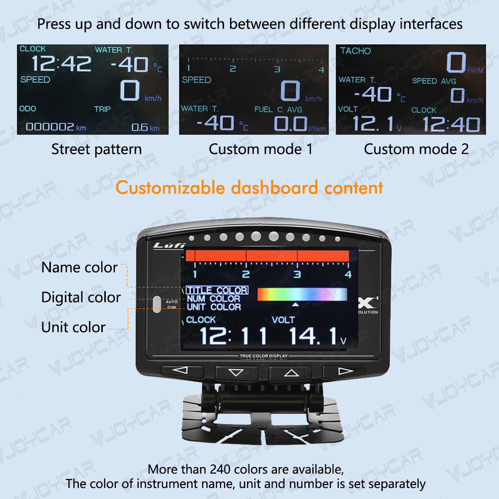 Lufi X1 OBD2 HUD Car Head Up Display Digital Turbo boost Water Oil Temperature Pressure Gauge Speed Afr RPM Fuel EXT Smart Meter