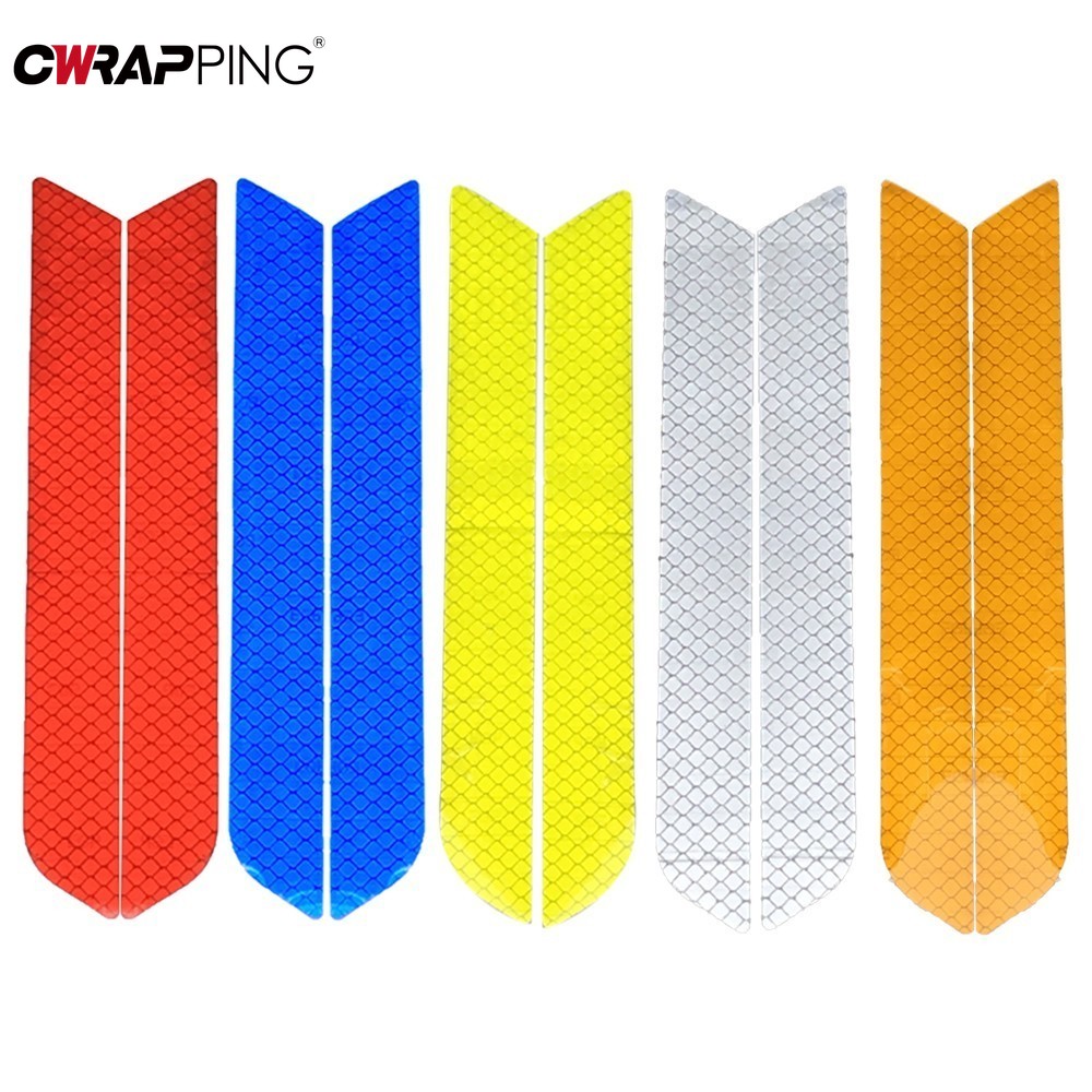 2PCS Bumper Night Visibility Reflective Warning Strip Tape Secure Accessory Reflector Stickers Decals Car Styling