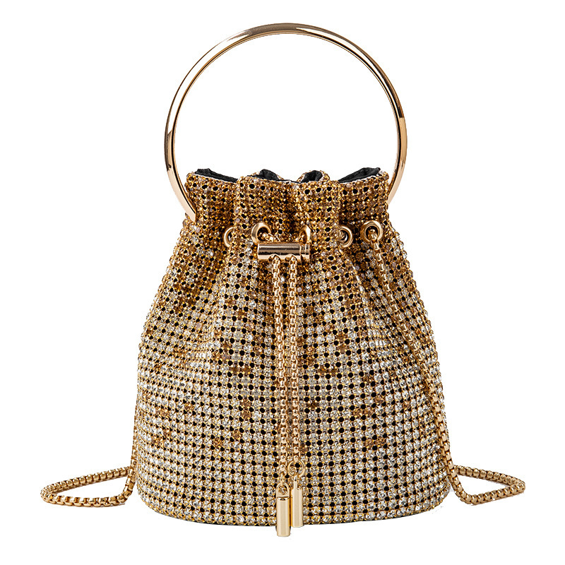 Full Diamond Bags Women 2023 New Diamond Inlaid Bucket Bag Diamond Chain Bag Handheld Messenger Bag Bags For Women Soft Surface