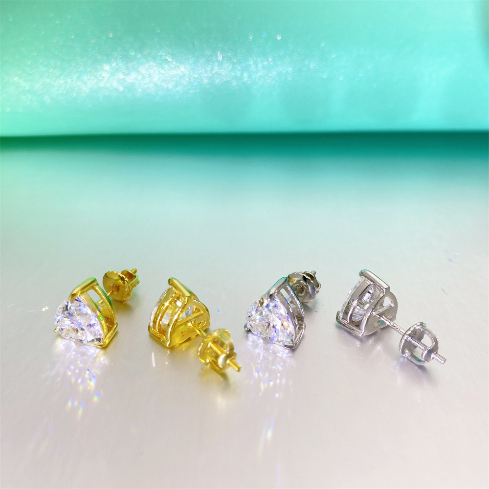 DJMAX 0.3-4ct Heart Cut Moissanite Stud Earrings for Women Original 925 Sterling Silver Lady Diamond Earrings New 2023