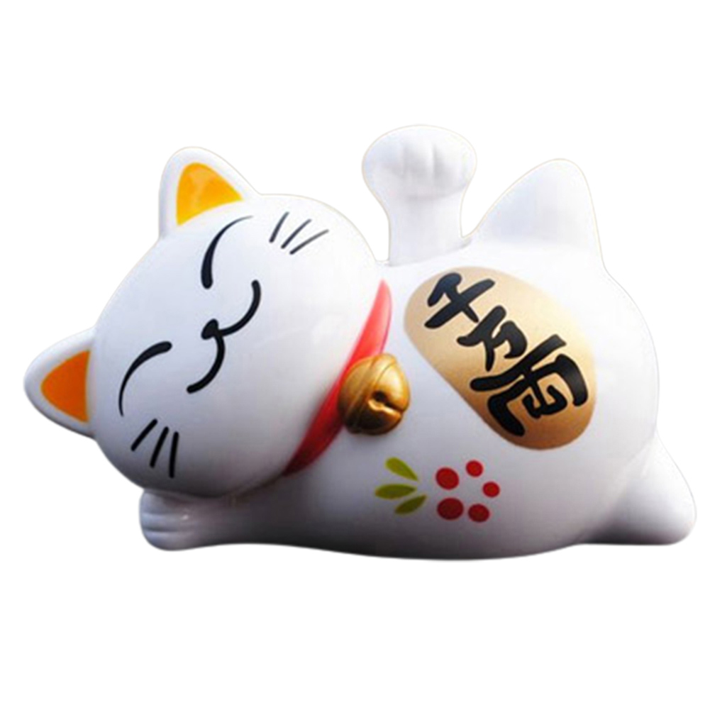 Chinese Lucky Waving Cat Solar Powered Welcoming Fortune Cat Beckoning Maneki Neko Fortune Ornament Feng Shui Decor