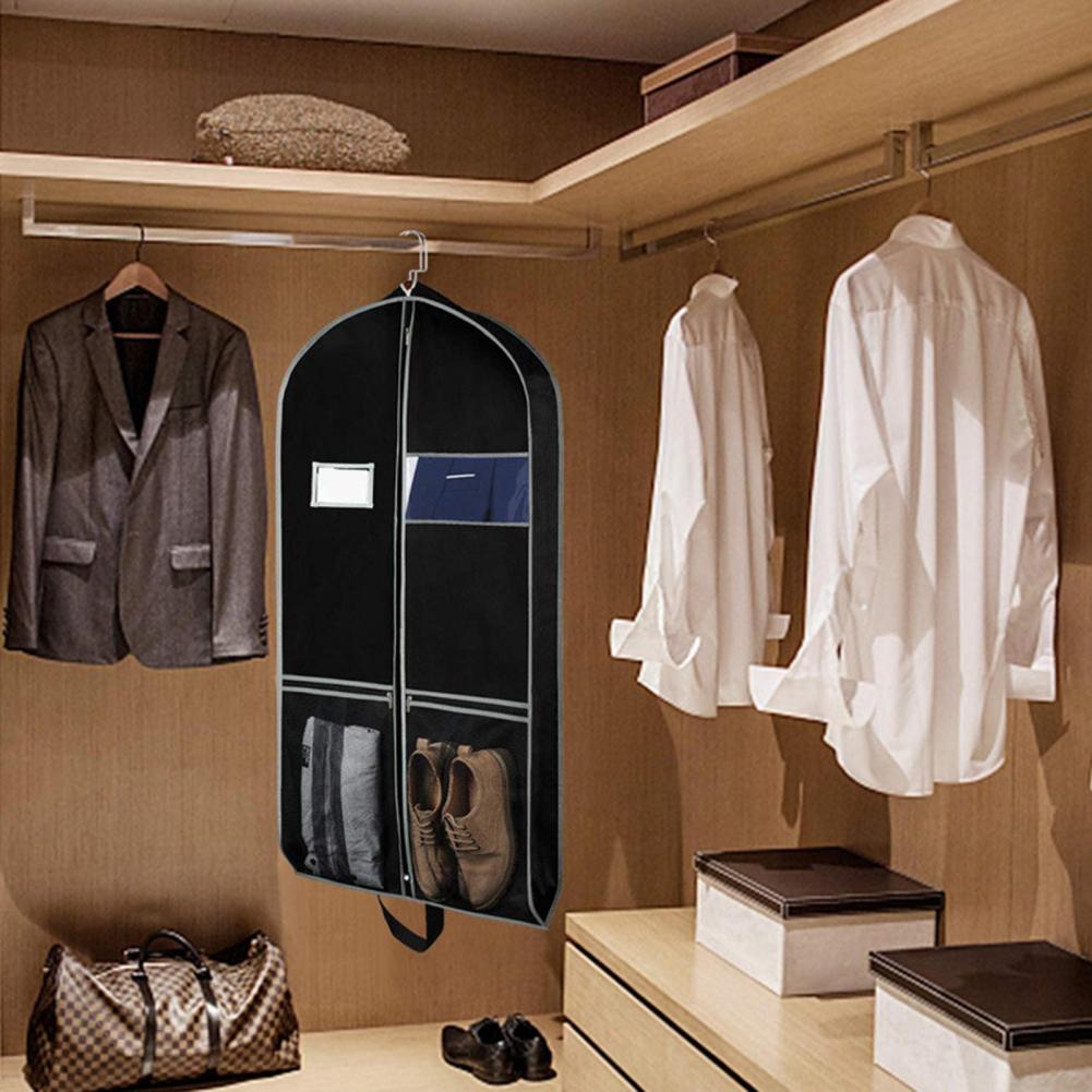 Bag Garment Pvc with Window Travel Garment Bags with Pockets Heavy-duty Non-woven Fabric Clothing Dust Cover for Men smile