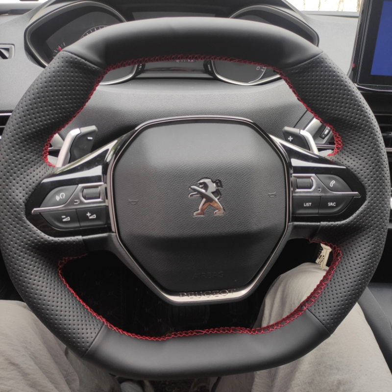 Braid Car Steering Wheel Cover Steering Wrap Car Accessories For Peugeot E-208 2020 508 208 3008 4008 5008 2016-2020 550a5