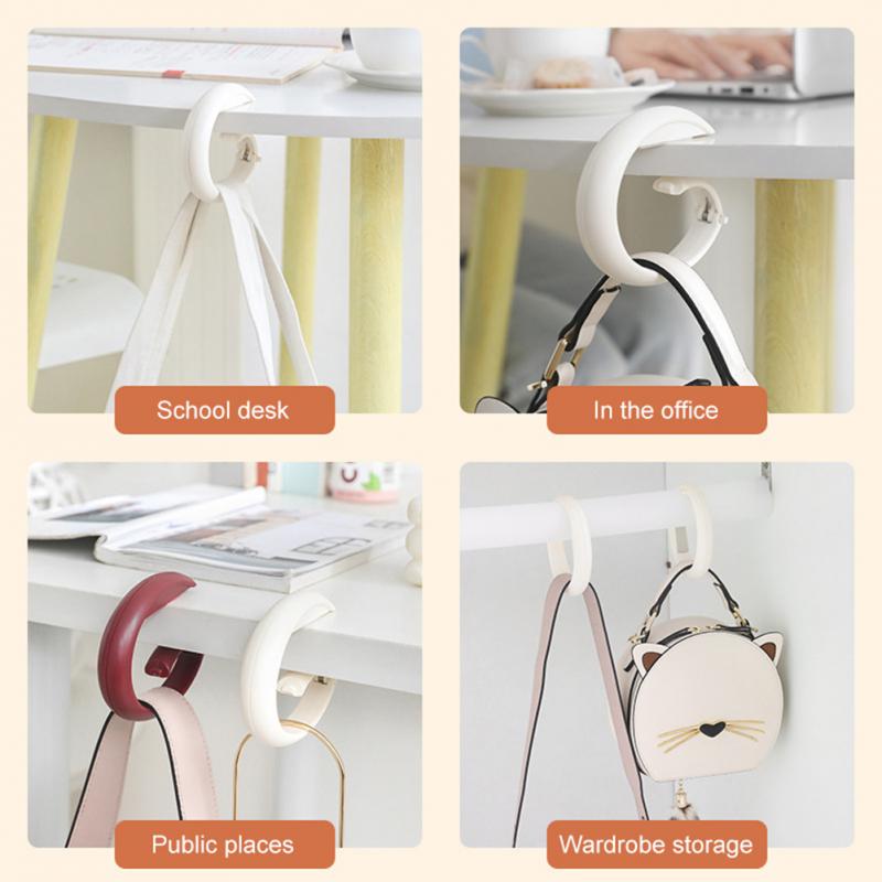 Portable ABS Bag Hook For Hanging Table Purse Bag Hooks Wall Hanger Holder Handbag Hanger Desk Side Holder Home Storage Tools