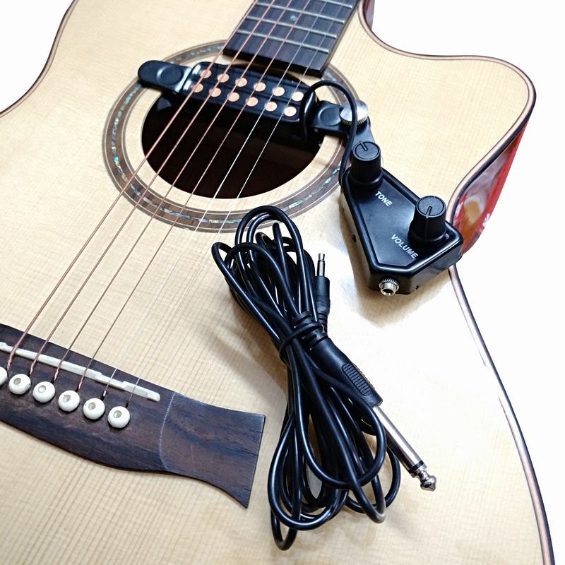 12-hole Acoustic Guitar Sound Hole Pickup Magnetic Transducer with Tone Volume Controller Audio Cable Guitar Parts &
