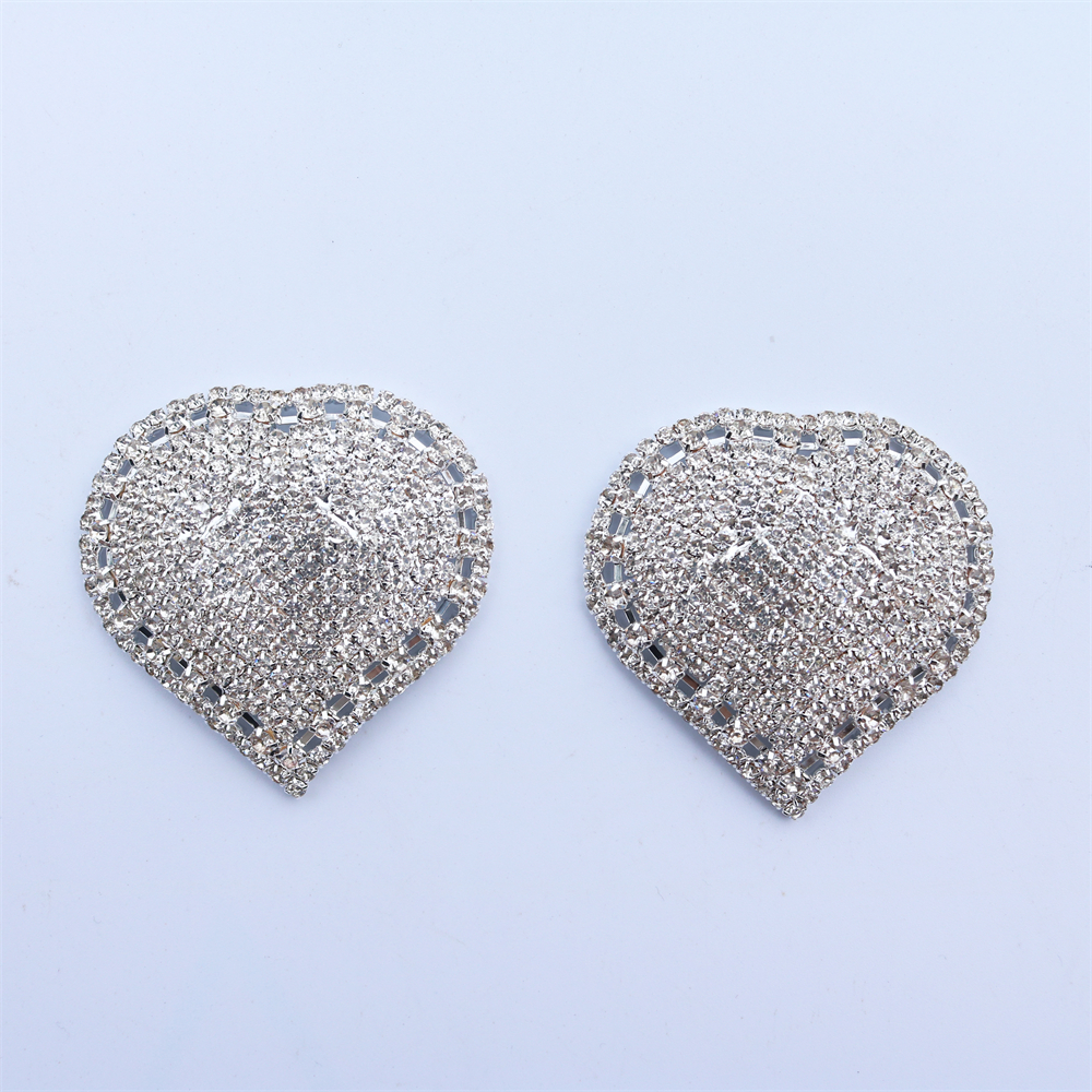 1Pair Shine Heart Rhinestone Nipple Stickers for Women Sexy Cover Bra Crystal Chest Accessories Nightclub Prom Breast Jewelry