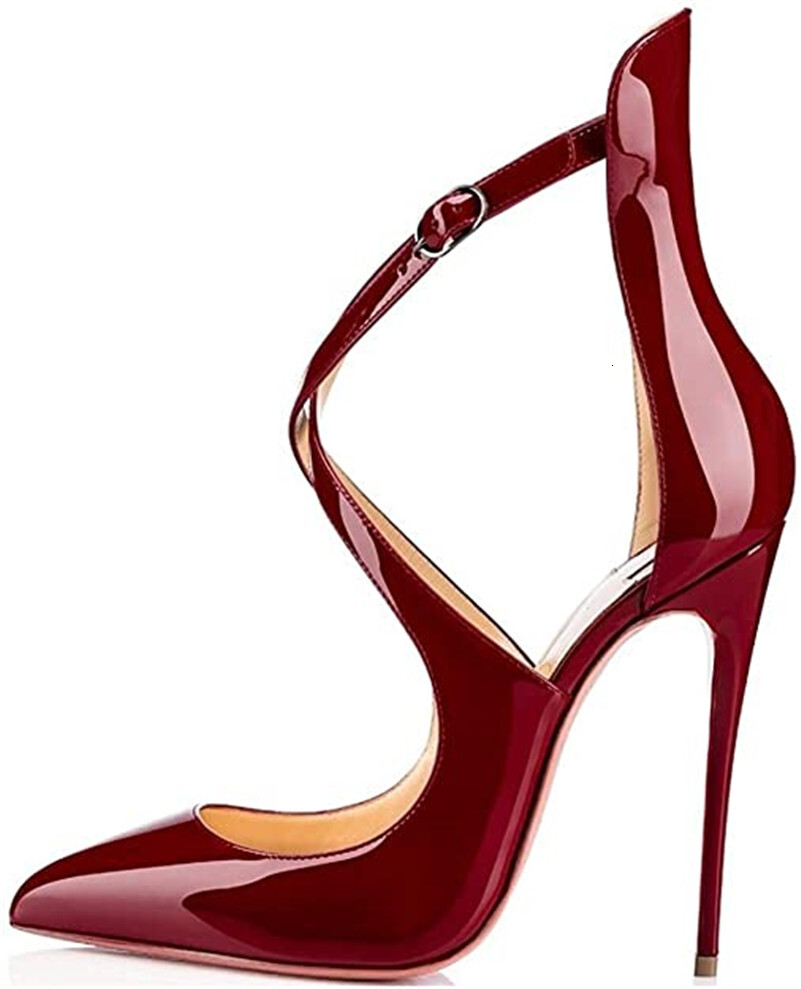 12Cm Thin High Heel Women's Sexy Pointed Toe Wedding Party Pumps Patent Leather Shoes Big Size 68