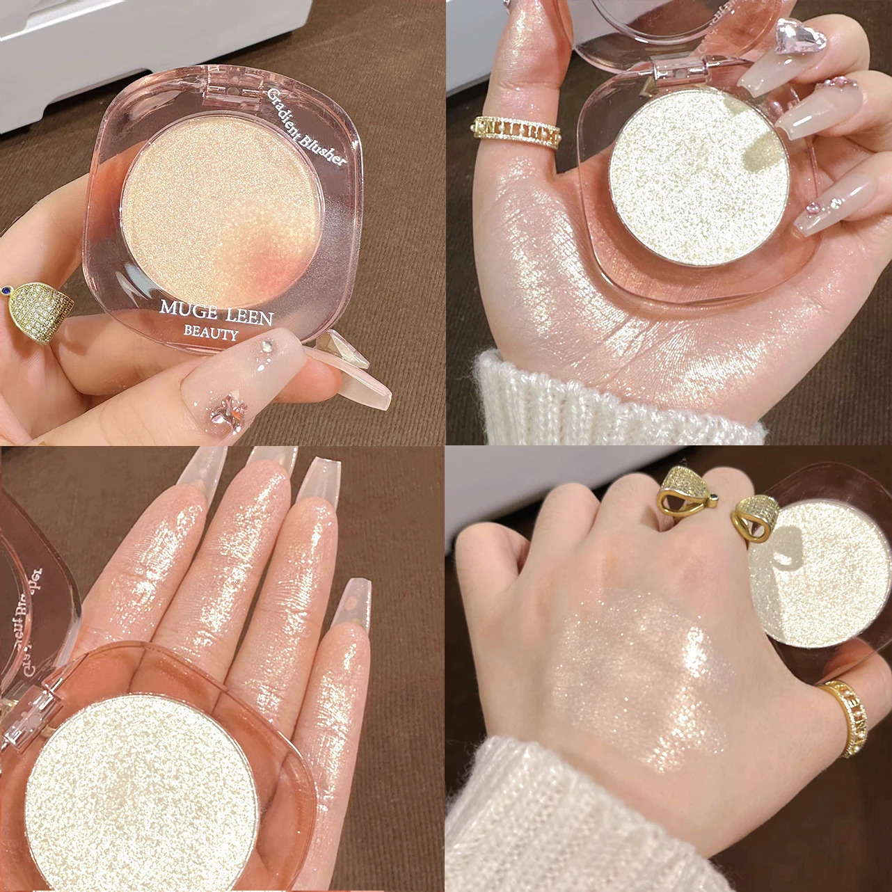 Makeup Highlighter Pink Polarized Shiny Glitter Brighten Cheekbones Eyes High Gloss Palette Highly Pigmented Shimmer Fine Shine X251027