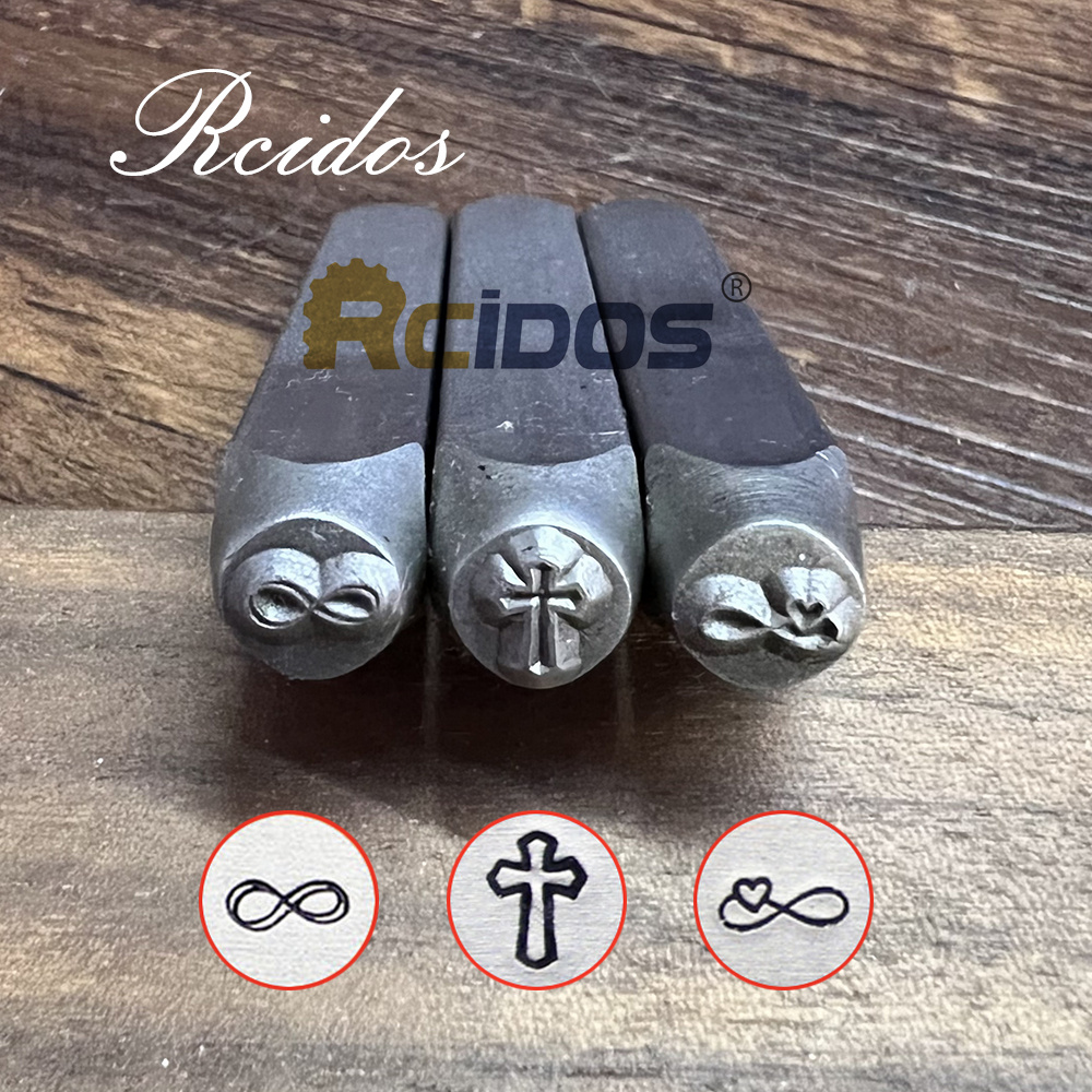 RCIDOS 6MM Infinity Heart/Cross Design Metal Jewelry Stamps,DIY Bracelet/jewelry symbols steel stamp,1pcs price