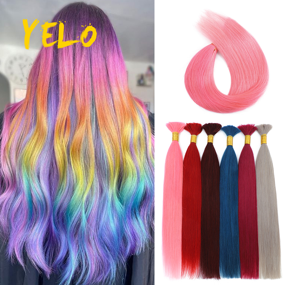 Straight Human Hair Bulk For Braiding Brazilian Human Hair Balayage Colorful Hair No Weft 14-28 Inch Bulk Remy Hair Extensions