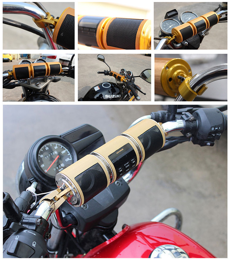 Motorcycle EDR Audio Speaker Water Resistant Motorbike Stereo FM Radio AUX USB TF Card Bluetooth-compatible MP3 Player MT487