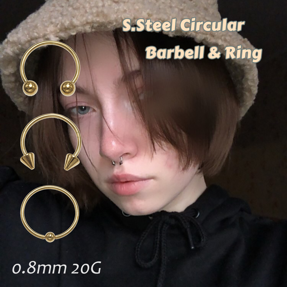 6/9Pcs Nose Septum Hoop Lip Rings Ear Tragus Helix Earring Eyebrow Nostril Studs Body Piercing Jewelry Surgical Steel 20G 0.8mm