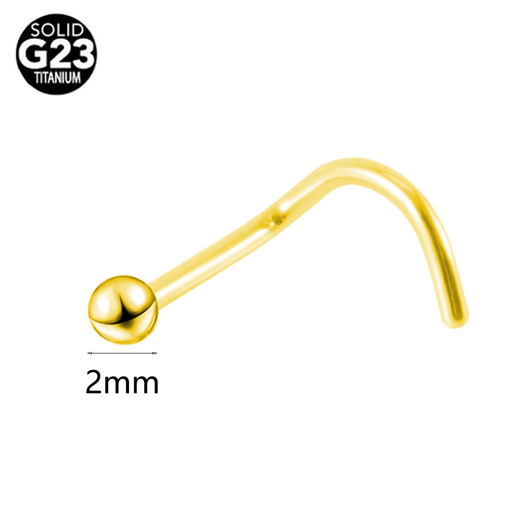 G ASTM F Titanium L Shape Three Balls Nose stud Piercings wholesale Pircings Jewelry 5