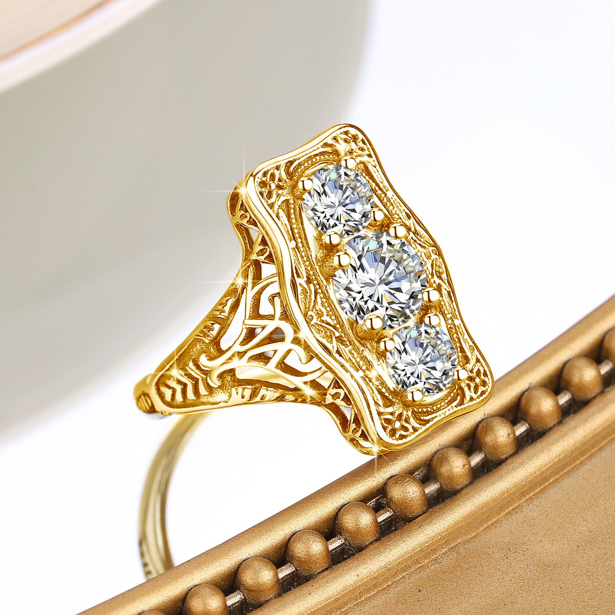 Trending 3 Stone Moissanite Ring With Certificate Total Is 1.6ct Dia Design Jewelry Solid Sier Engagement Gift 41720
