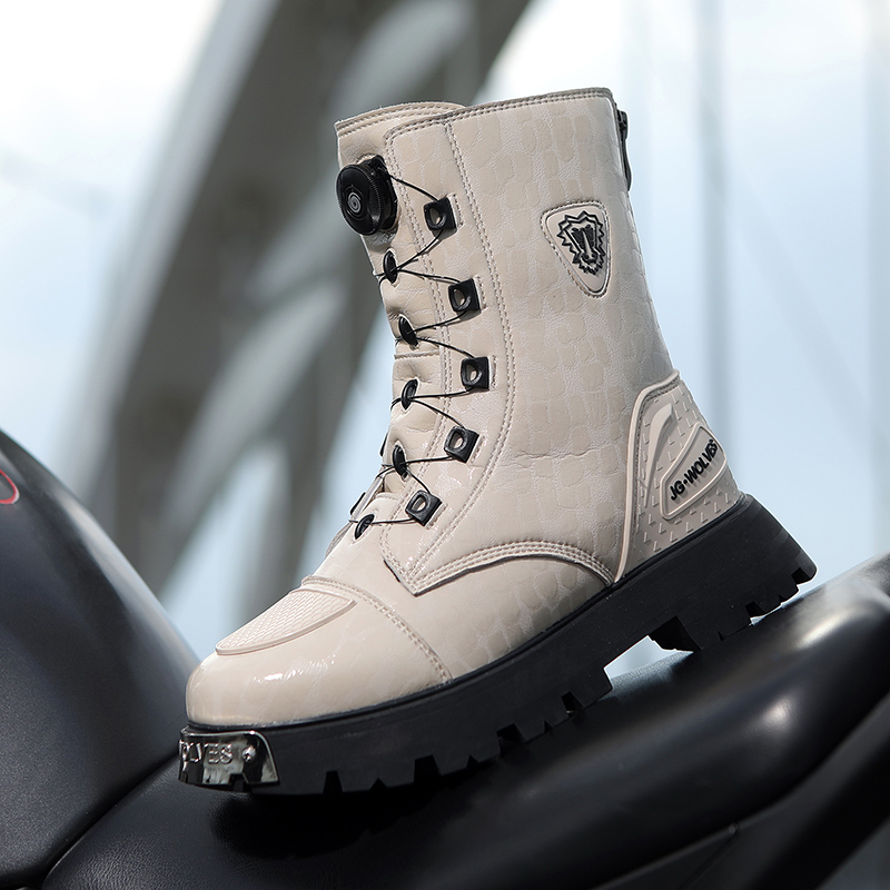 Women's Motorcycle Boots Microfiber TPU Moto Shoes Four Seasons Breathable Waterproof Riding Boots Cross Country Race Shoes