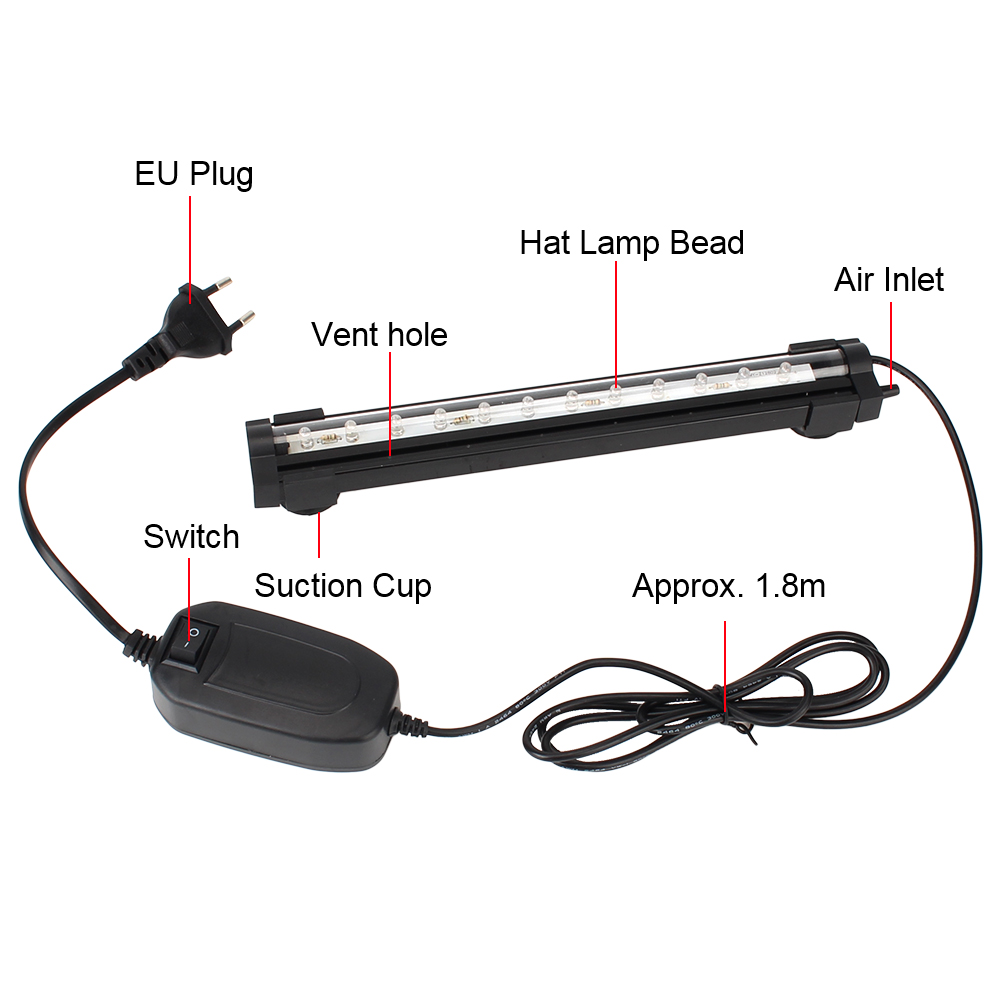 LED Bubble Light Slow Flash EU Plug Colorful Waterproof Suction Cup Aquarium Light Strip Fish Tank Decor Lighting Lamp