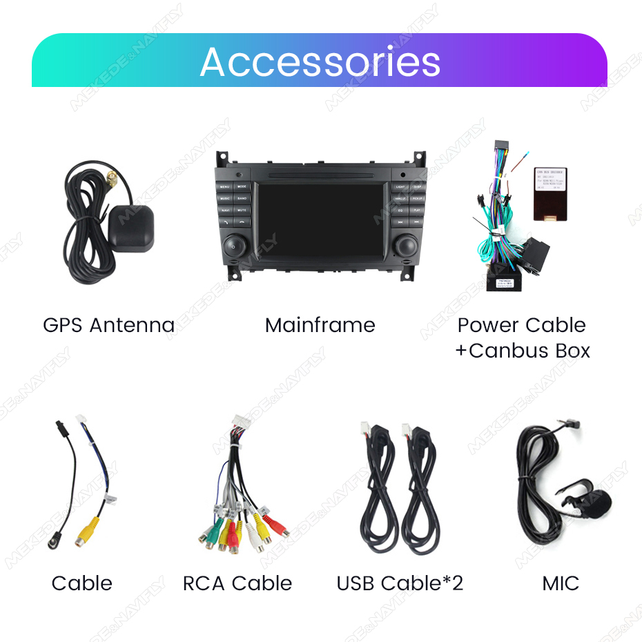 2 Din Android Car Radio Video Player For Mercedes Benz C-Class W203 W209 C180 W219 2004 - 2011 CarPlay Multimedia GPS Navigation