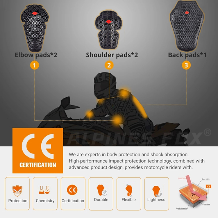 Level 1 CE Certified Motorcycle Pants Hip & Knee Pads Protective Gear Motorbike Jacket Chest Elbow Shoulder Back Protector Pads