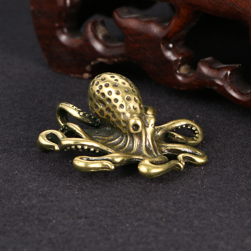 Creative And Interesting Solid Pure Copper Octopus Ornaments Tea Pet Desktop Handle Crafts Collection