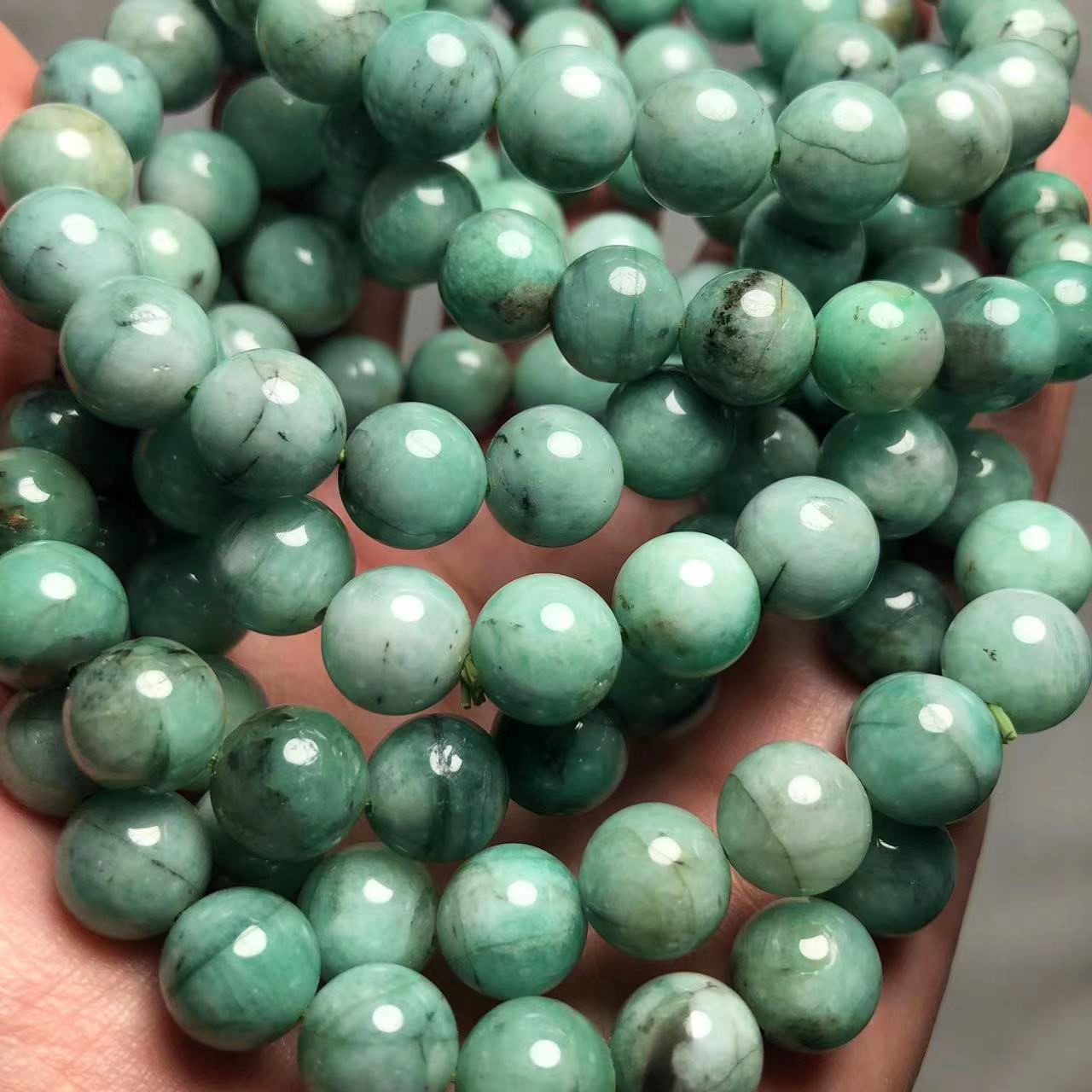 Meihan wholesale natural A+++ African Emerald gem stone smooth round loose beads for jewelry DIY making gift
