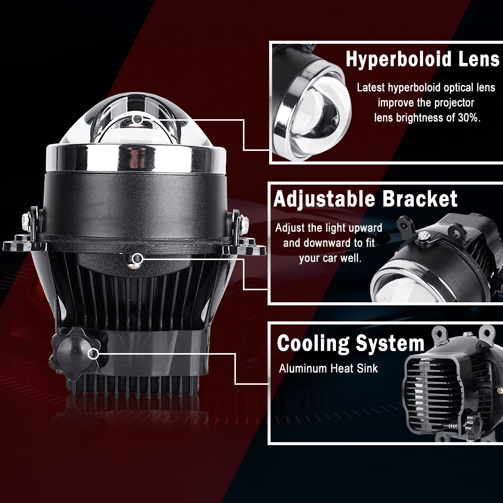 Fog Lights Projector LED For Ford Focus 2 3 MK2 MK3 Fiesta/Renault/Mitsubishi/Subaru Tuning PTF Bi-led Lenses 3.0'' Hyperboloid