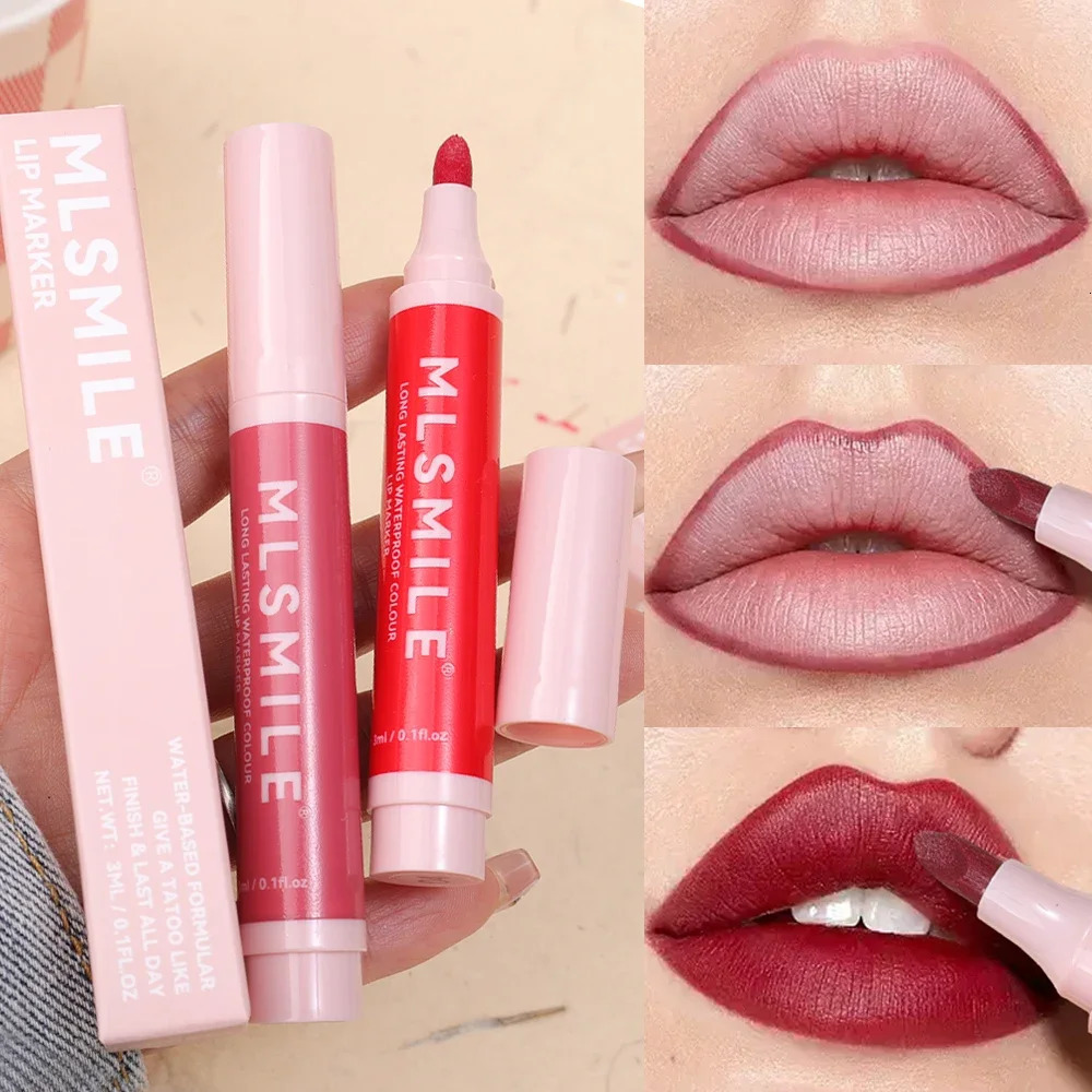 Contour Velvet Lip Liner Pen Double-ended Sexy Red Brown Nude Lipstick Pencil Long Lasting Non Sticky Cup Lips Makeup Cosmetics i240621