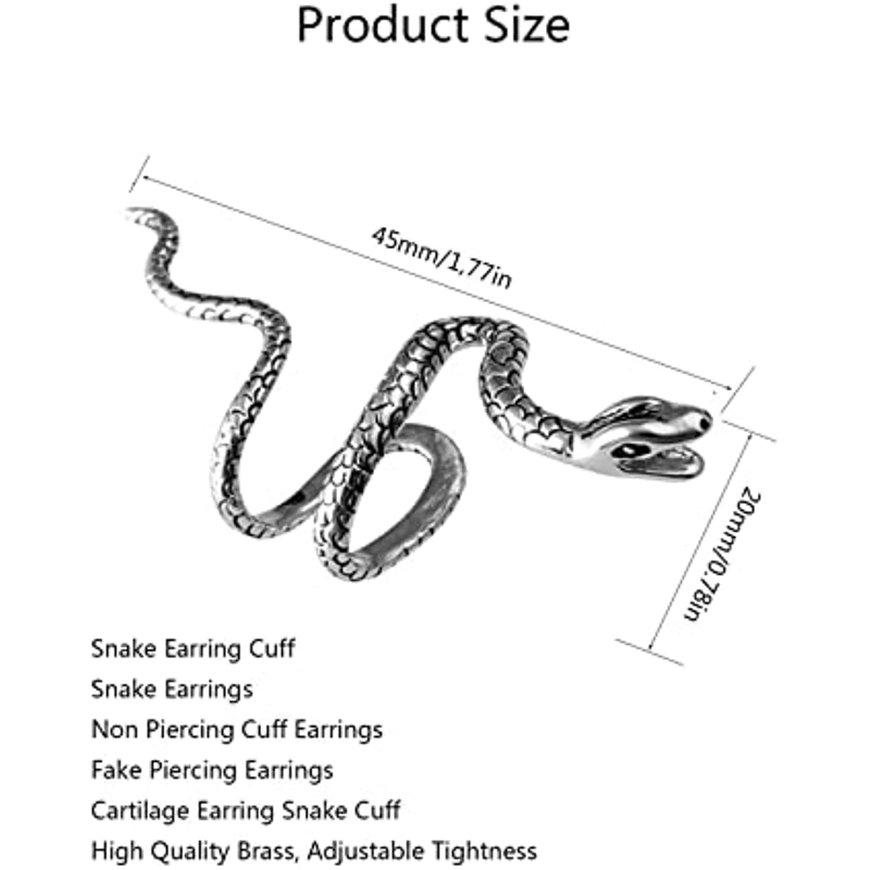 1Pcs Unisex Spiral Snake Ear Cuff - No Piercing Ear Wrap, Stylish Open Hoop Earring Fake Piercing Cartilage Tragus Earrings 6bd79 5 1d851