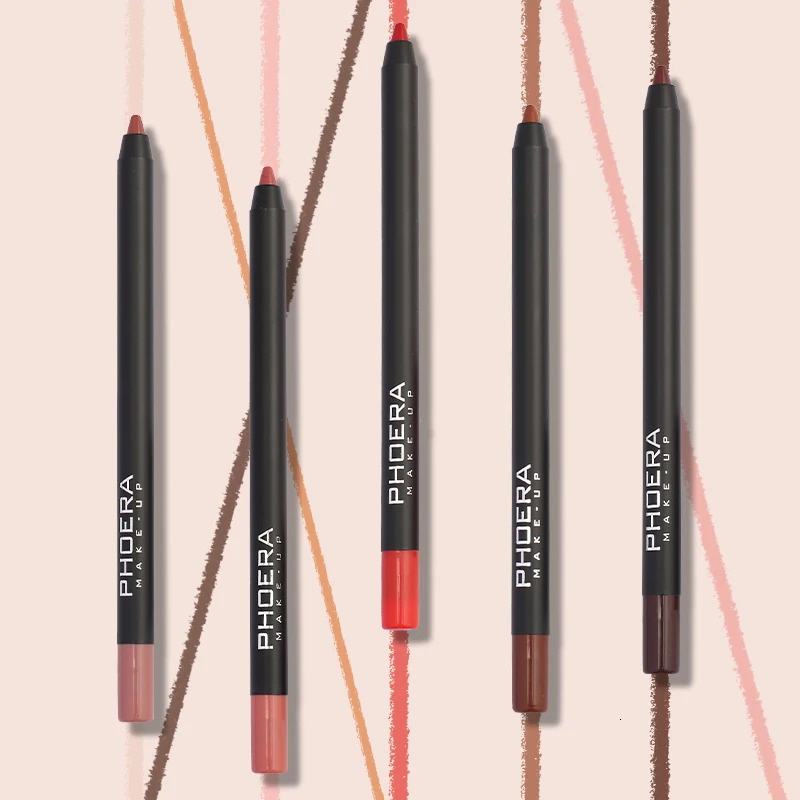 PHOERA Waterproof Matte Brown Lip Liner 12 Color Long Lasting Moisturizing Sexy Lip Pencil Women Natural Lipstick Makeup 240621