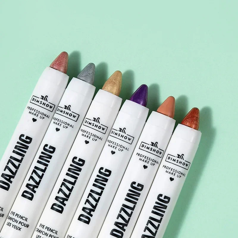 12 Colors Pearlescent Eyeshadow Pencil Waterproof Long Lasting Glitter Shimmer Eye Shadow Pen Eyeliner Stick Eyes Makeup Tools smile