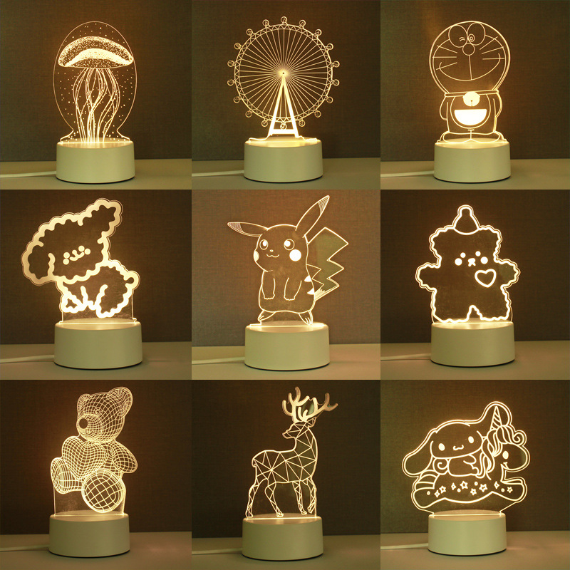 Heart Love Acrylic 3D Night Light USB DIY Kids Bedroom Night Lamp for Valentine's Day Decor Christmas Wedding Cute Gifts 2023
