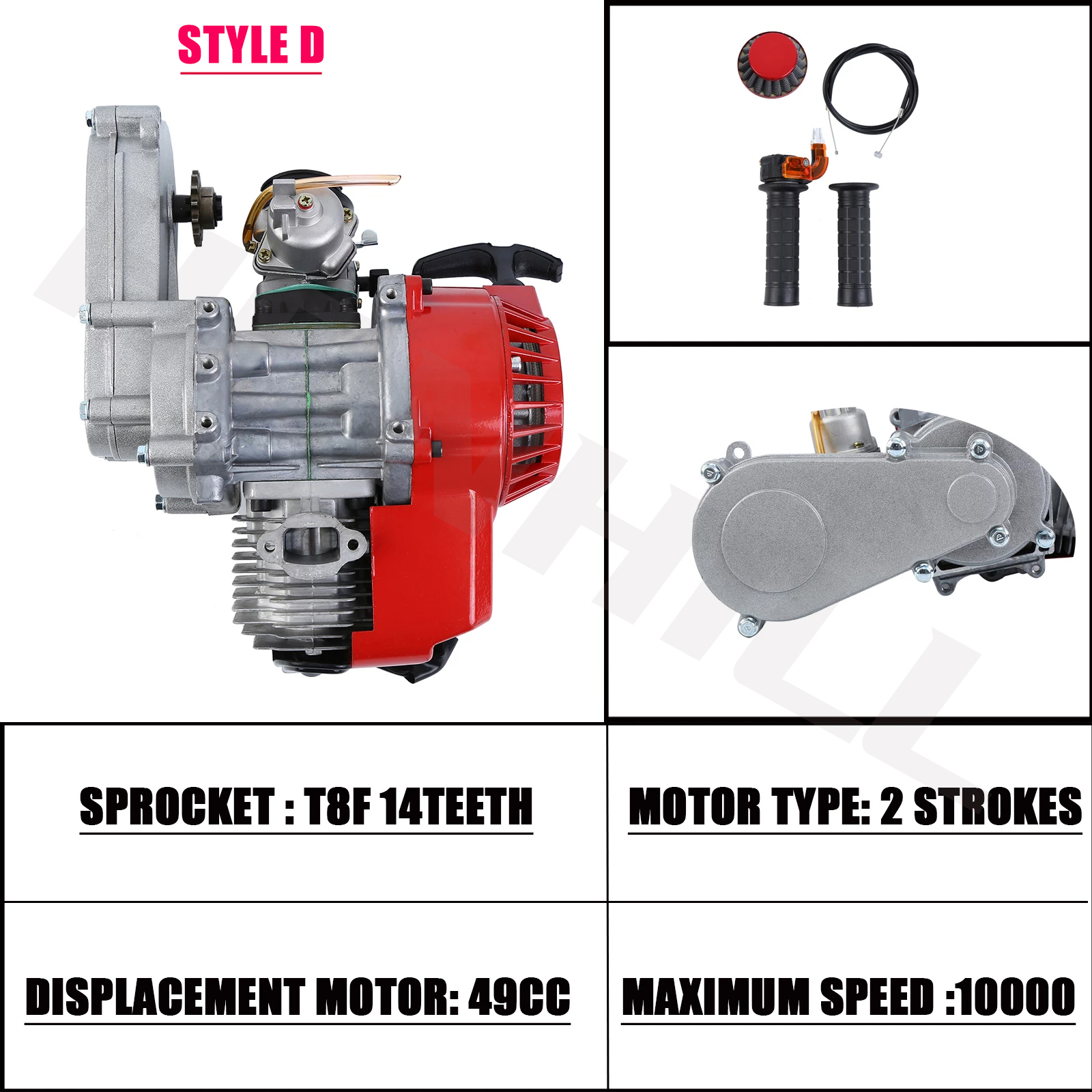 49CC 2-Stroke Pull Start Engine Motor Fits Mini Dirtbike Motorbike Scooter ATV Buggy 4 Wheel Quad Pit Pocket Bike Cross Bicycle
