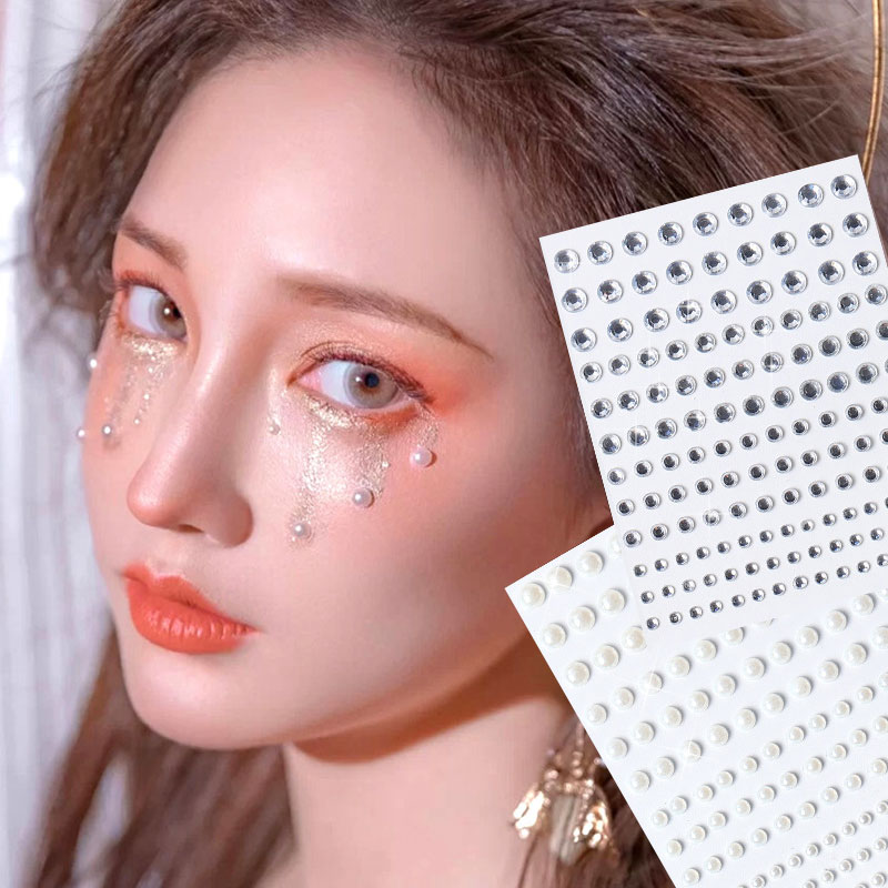 Face Jewels Pearl 3D Diamond Tattoo Eyeshadow Stickers Nail Stickers Self Adhesive Body Brow DIY Decal Beauty Face Makeup