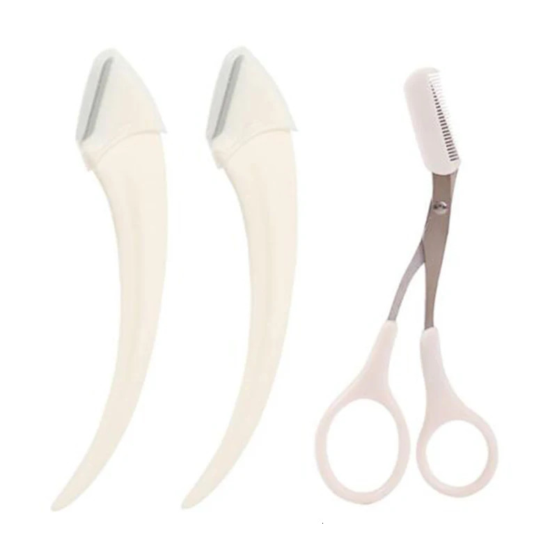 Karsyngirl 1/2/3Pcs Eyebrow Trimming Knife Eyebrow Face Razor For Women Eyebrow Scissors With Comb Brow Trimmer Scraper 240625